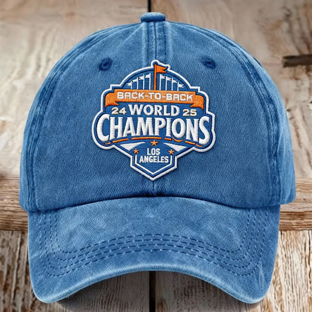 LAD Back To Back Champions Hat Embroidered World Series Merch 2025 Father Gifts - Lilybirchmarket