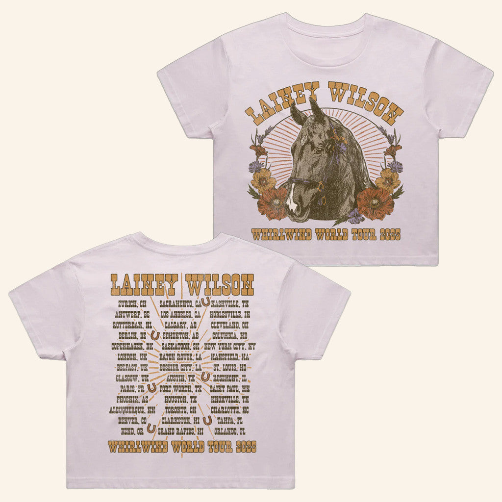 Lainey Wilson Merch Tour 2025 Whirlwind World Tour Cropped T-Shirt Present For Her - Lily Birch Market