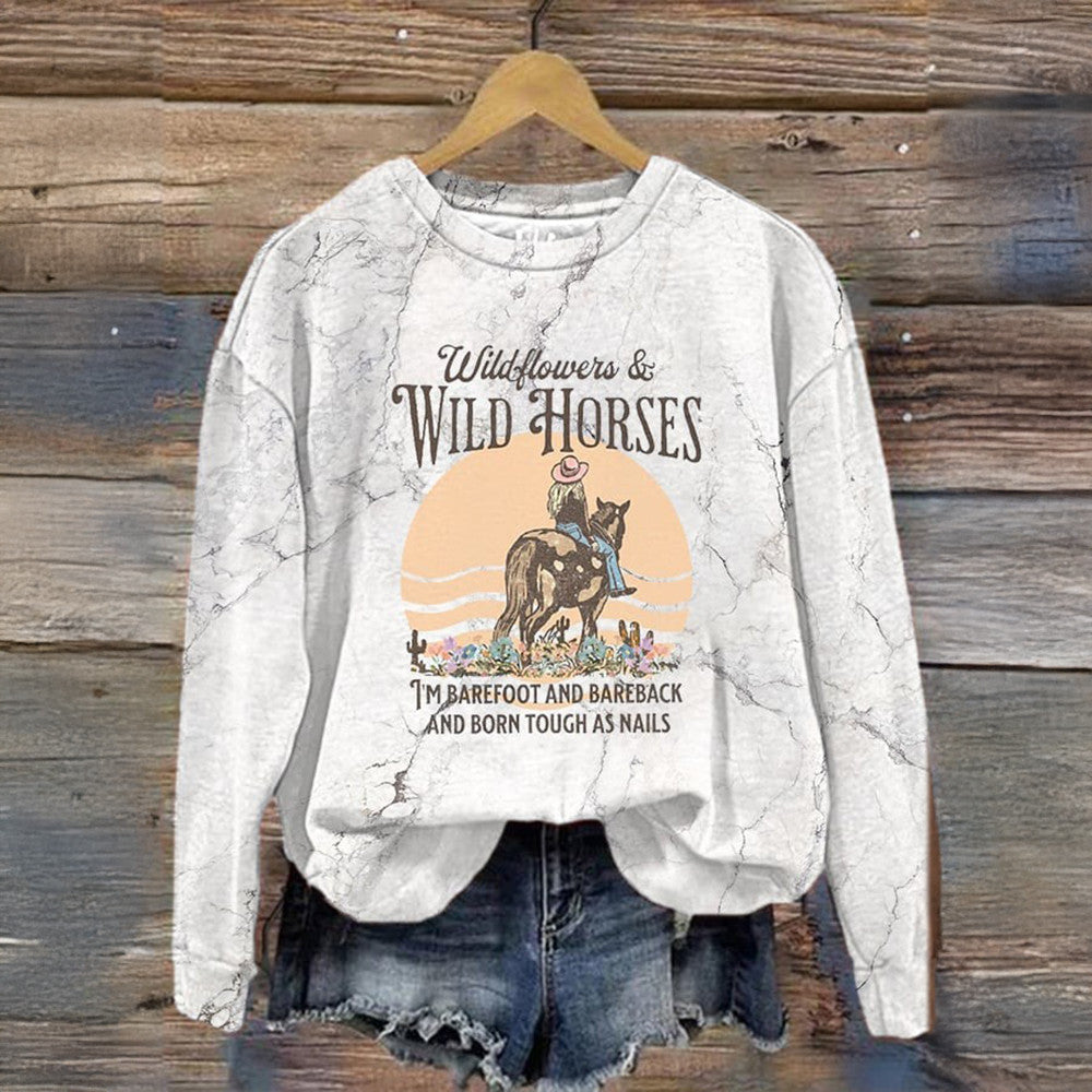 Lainey Wilson Merch Wild Flowers And Wild Horses Sweatshirt Cute Cowgirl Country Music Apparel - Lilybirchmarket