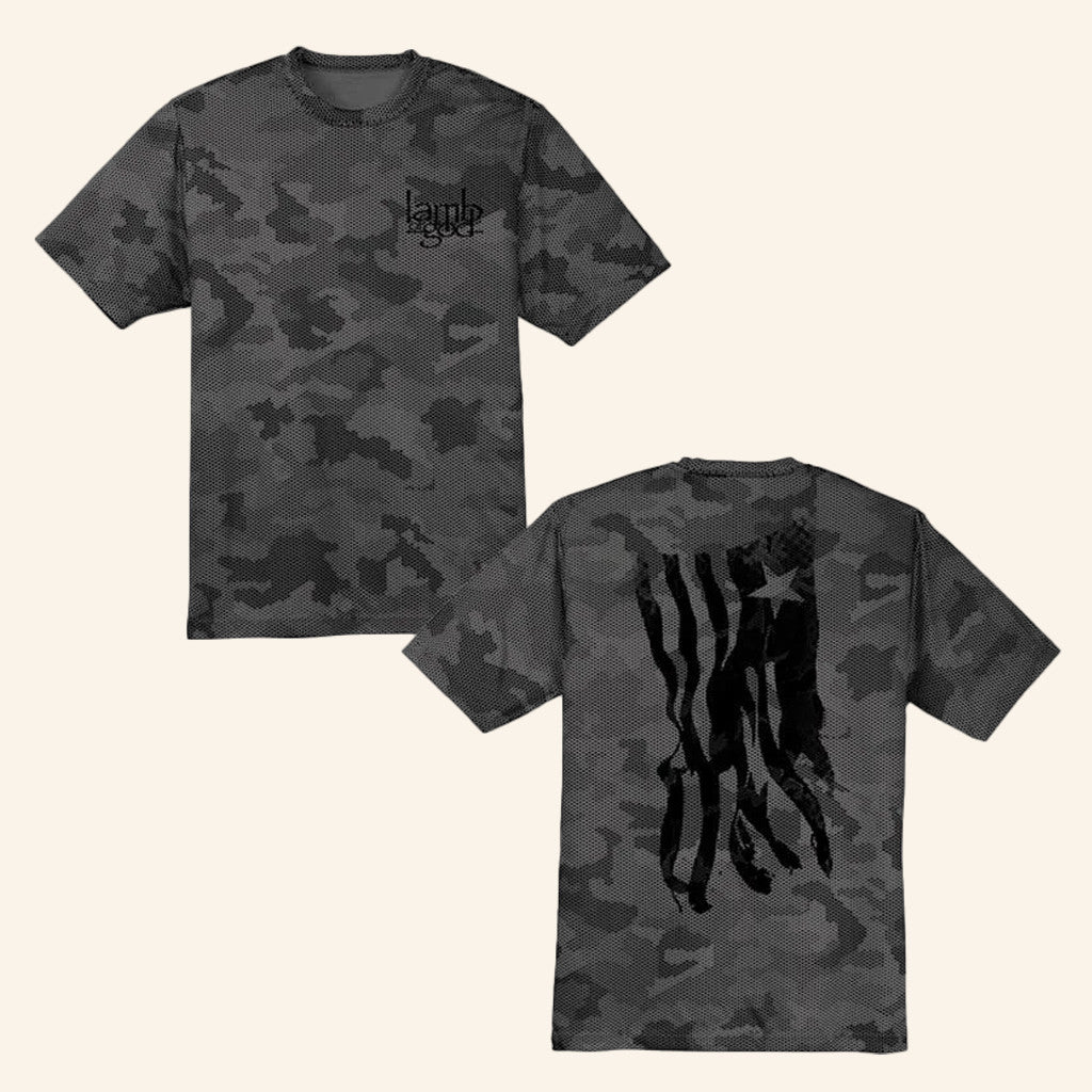 Lamb Of God Merch Black Ink Flag Camo T-Shirt Gifts For Band Fans - Lily Birch Market