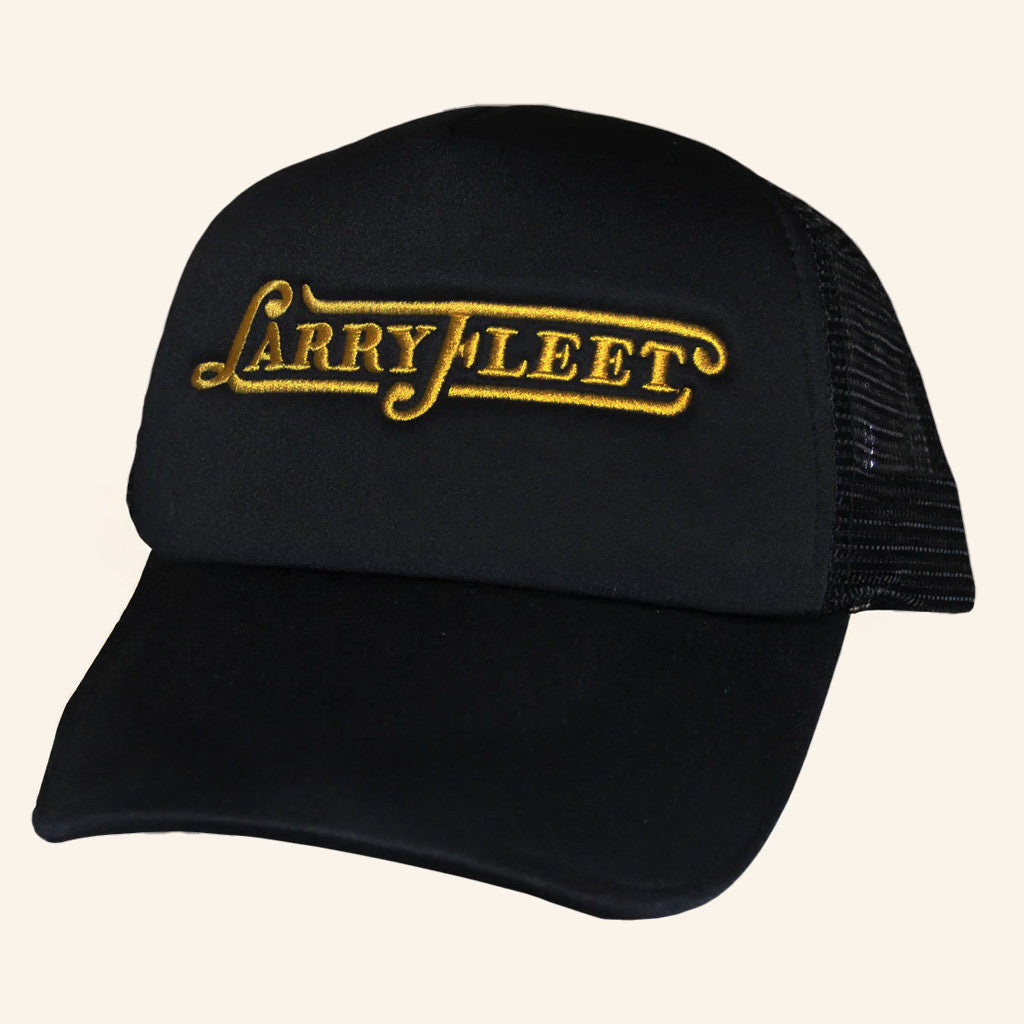 Larry Fleet Merch Tour 2025 Larry Fleet Black And Gold Trucker Hat Embroidered Dad Gifts - Lilybirchmarket