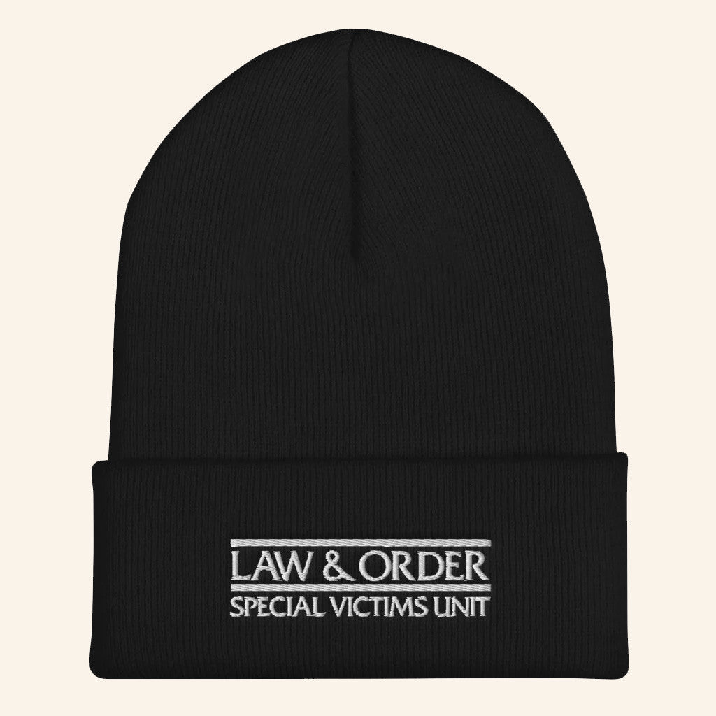 Law And Order SVU Merch Logo Black Beanie Gifts For Boyfriend - Lilybirchmarket
