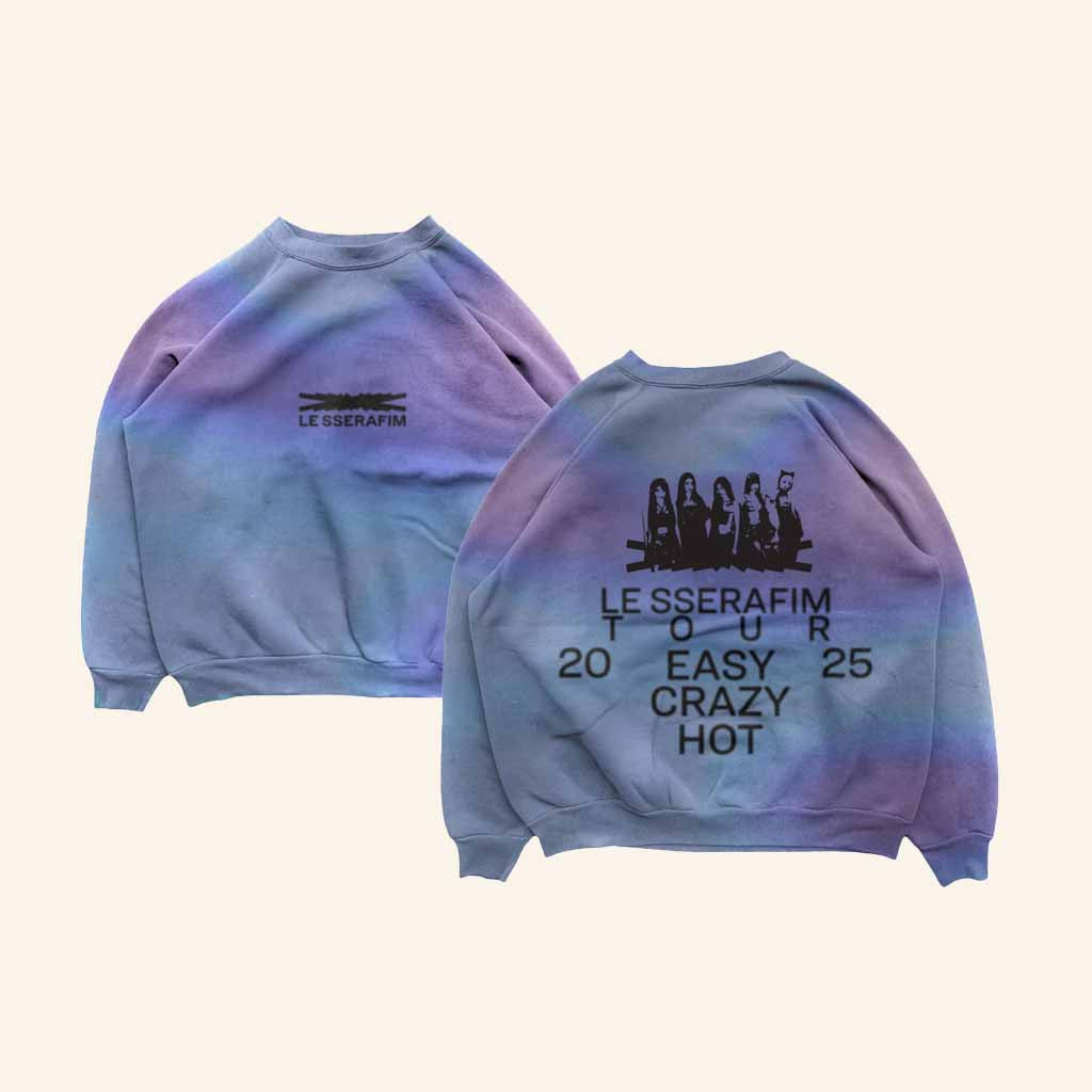 Le Sserafim Tour Merch Tie Dye Crewneck Sweatshirt Christmas Gift Ideas For Music Fans - Lilybirchmarket