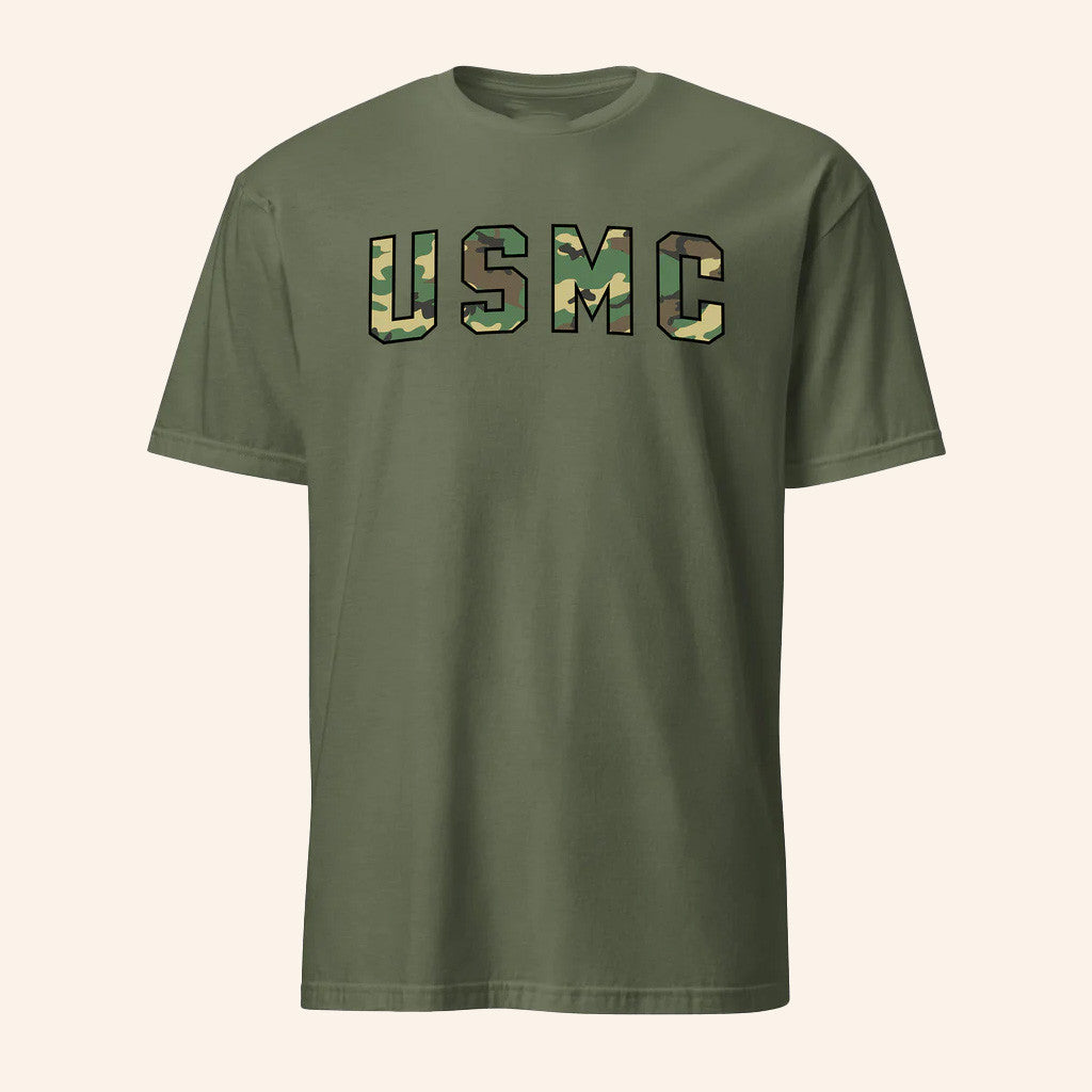Leatherneck For Life Merch USMC Arch Camo T-Shirt Best Gifts For Marines - Lily Birch Market