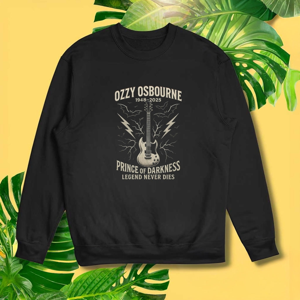 Legends Never Die Ozzy Osbourne Prince Of Darkness Guitar Sweatshirt RIP Ozzy Merch For Fans - Lilybirchmarket