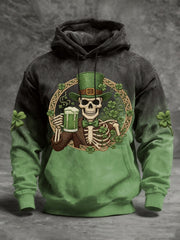 Leprechaun Skull St Patrick's Day Hoodie Men's Shamrock Paddy's Day Apparel Gifts - Lilybirchmarket