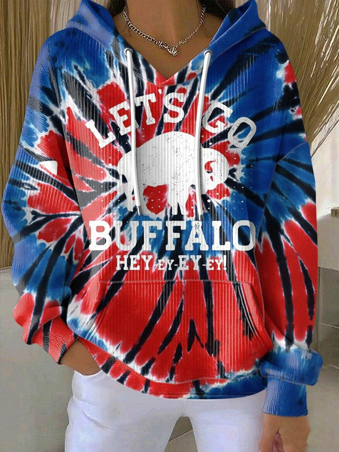 Let's Go Buffalo Bills Tie Dye Hoodie Football Game Day Apparel Buffalo Bills Gifts For Her - Lilybirchmarket