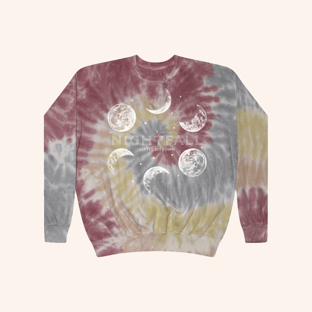 Little Big Town Merch Nightfall Moon Tie Dye Sweatshirt Gift Ideas For Husband - Lilybirchmarket