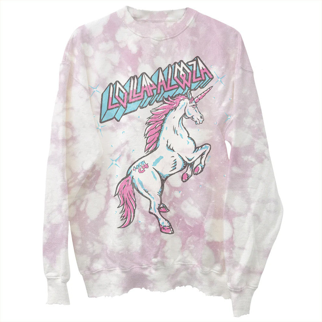 Lollapalooza Band Merch Unicorn Tie Dye Crewneck Sweatshirt Gifts For Wife - Lilybirchmarket