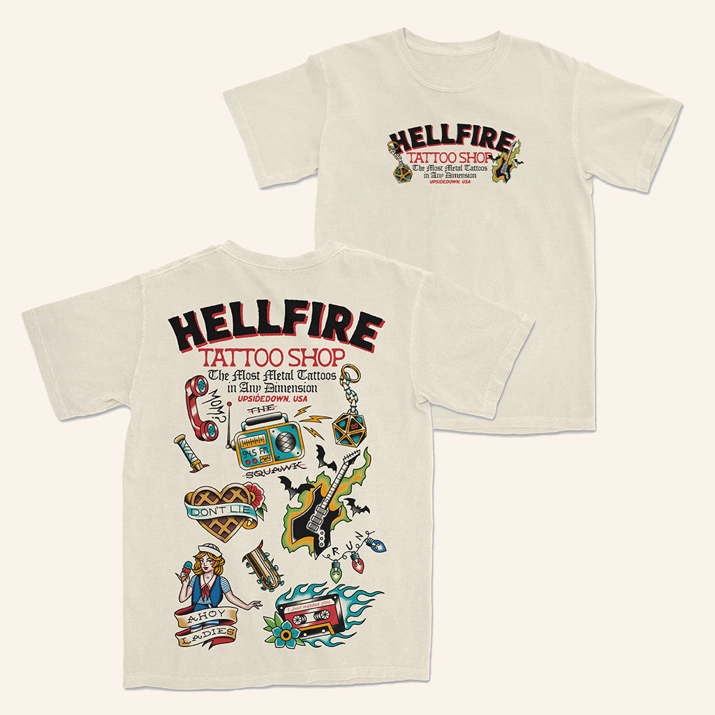 Lost Bros Trading Co Merch Hellfire Tattoo Shop T-Shirt Gifts For Music Fans - Lily Birch Market