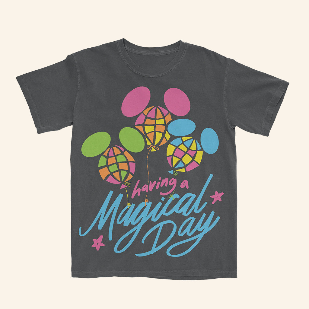 Lost Bros Trading Co Merch Neon Checkered Balloon T-Shirt Having A Magical Day Shirt Gifts - Lily Birch Market