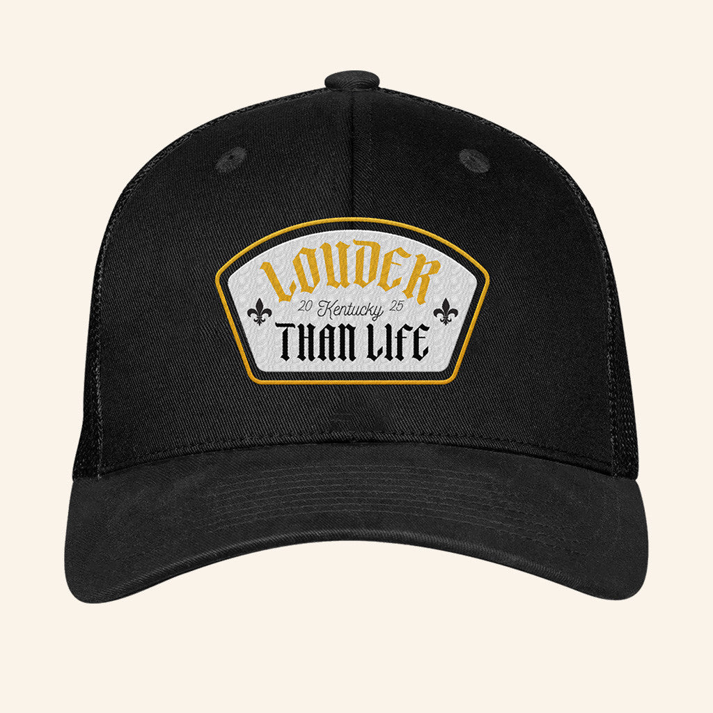 Louder Than Life Merch Saint Shield Embroidered Trucker Hat Music Related Gifts For Guys - Lilybirchmarket