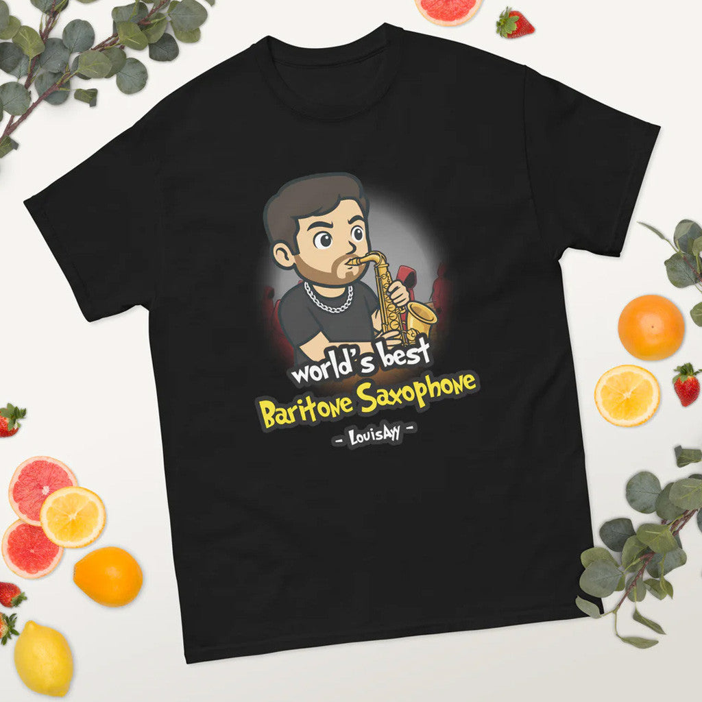 Louisayy Merch World's Best Baritone Saxophone T-Shirt Black Gift Ideas For Him - Lily Birch Market