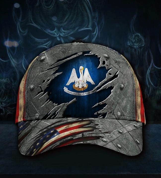 Louisiana State Flag Hat 3D Printed U.S Flag Men's Cap Louisiana Hat Pride Patriotic - Lilybirchmarket