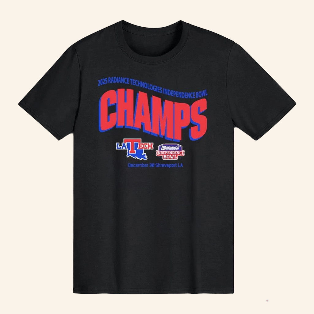 Louisiana Tech Football Merch Radiance Technologies Independence Bowl Champions 2025 T-Shirt - Lily Birch Market