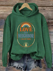 Love Thy Neighbor All Of Them Hoodie Women's Anti ICE Human Rights Equality Apparel - Lilybirchmarket