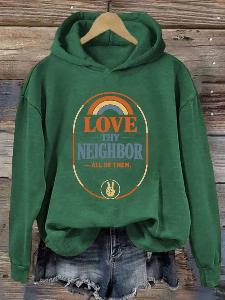 Love Thy Neighbor All Of Them Hoodie Women's Anti ICE Human Rights Equality Apparel - Lilybirchmarket