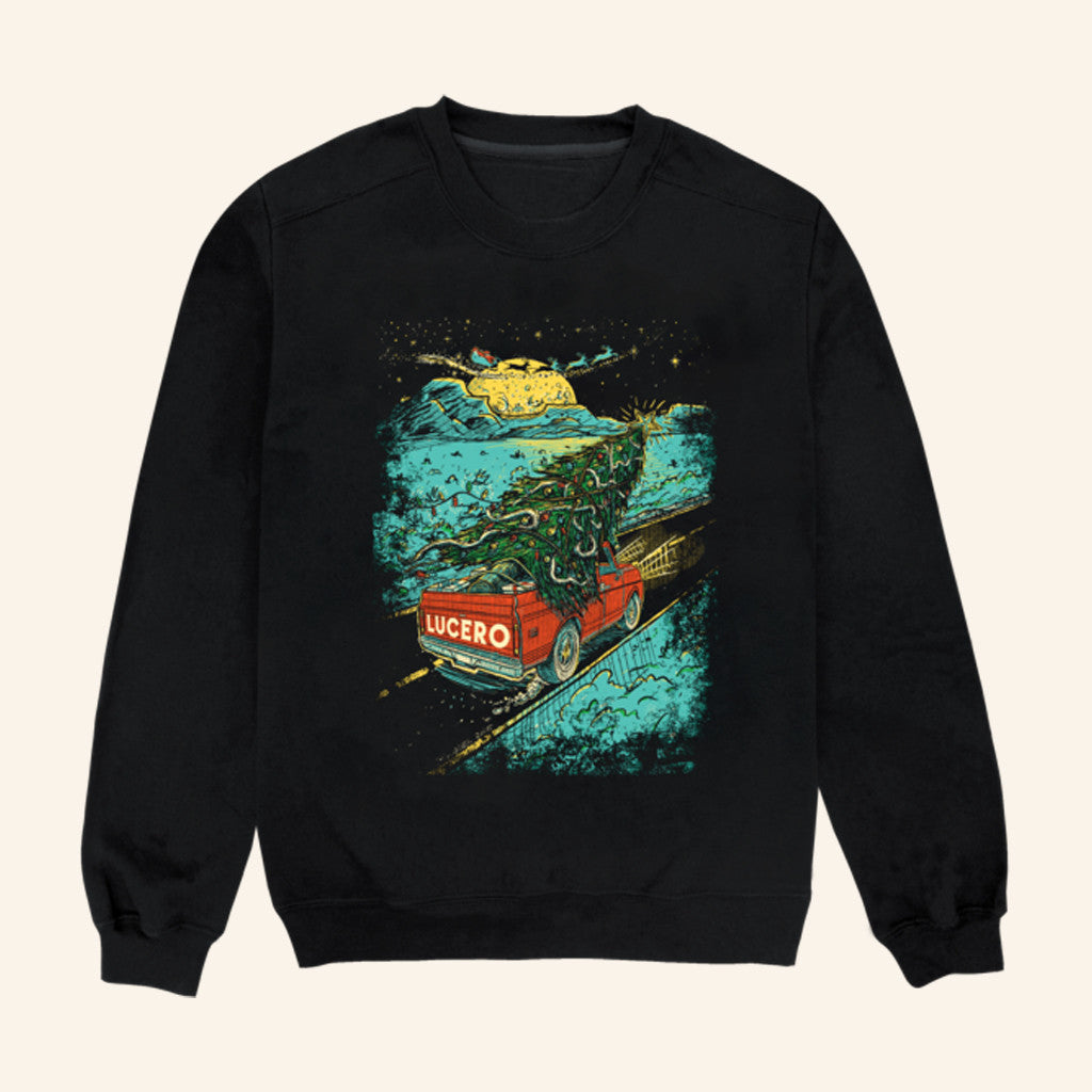 Lucero Merch Christmas Tree In A Truck Sweatshirt Christmas Gifts For Boyfriend - Lilybirchmarket