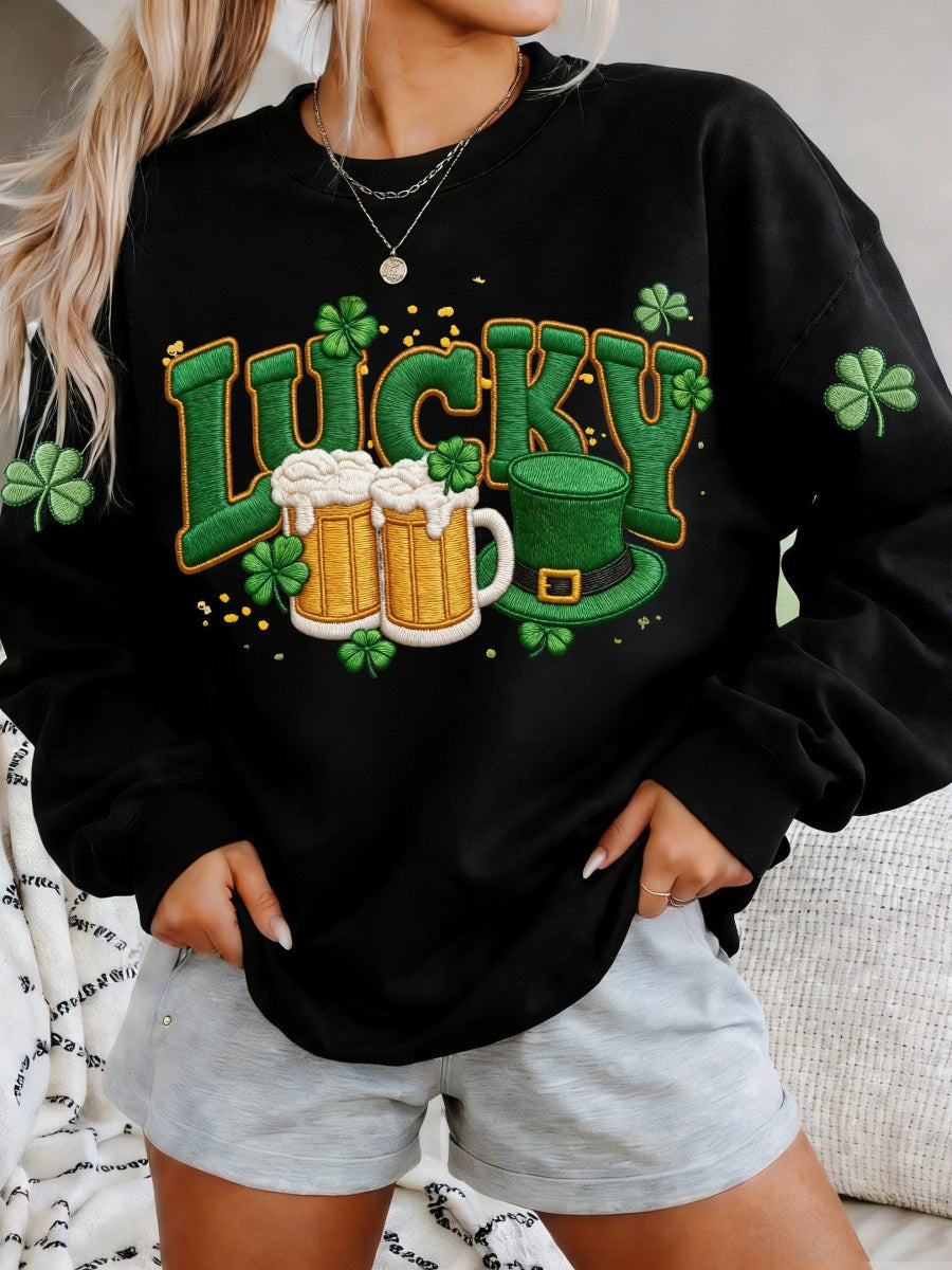 Lucky Beer St Patrick Sweatshirt Forever Irish St Pattys Day Outfit Funny St Patrick's Day Gifts - Lily Birch Market