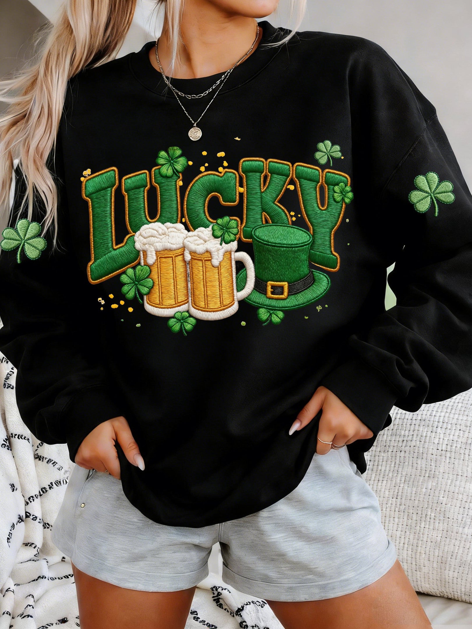  Lucky Beer St Patrick Sweatshirt Forever Irish St Pattys Day Outfit Funny St Patrick's Day Gifts - TradiViet