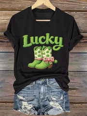  Lucky Boots V Neck T-Shirt Forever Irish Paddys Day T-Shirts Cute St Patrick's Day Gifts - TradiViet