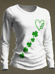  Lucky Clover White Long Sleeve Shirt Happy St. Patrick's Day Unique Gifts For Women - TradiViet