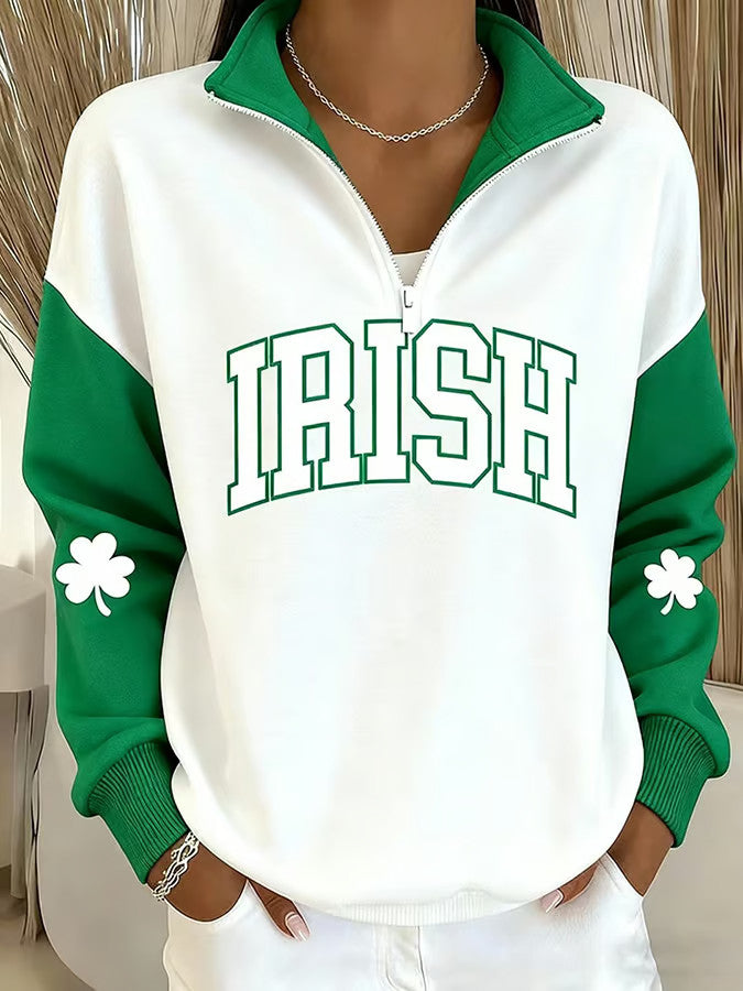  Lucky Irish Half Zip Sweatshirt St Pattys Clothes Best St Patrick's Day Gifts - TradiViet
