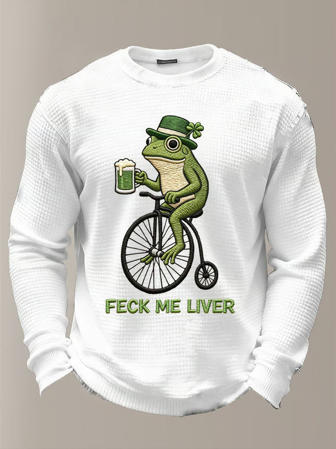  Lucky Shamrock Day Funny Frog Riding Bicycle Feck Me Liver Happy Saint Patrick'S Day Gifts - TradiViet