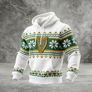 Lucky St. Patrick's Day Art Hoodie Celtic Harp Happy Saint Patrick's Day Hooded Sweatshirt - Lilybirchmarket