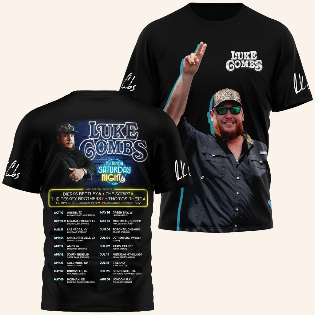 Luke Combs Merch Luke Combs My Kinda Saturday Night Tour Shirt Gifts For Country Music Fans - Lily Birch Market