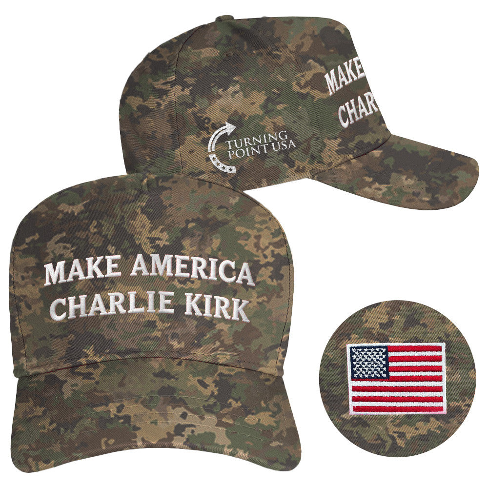 Make America Charlie Kirk Hat Camo Embroidered TPUSA Merch Patriotic Gifts For Trump Lovers - Lilybirchmarket