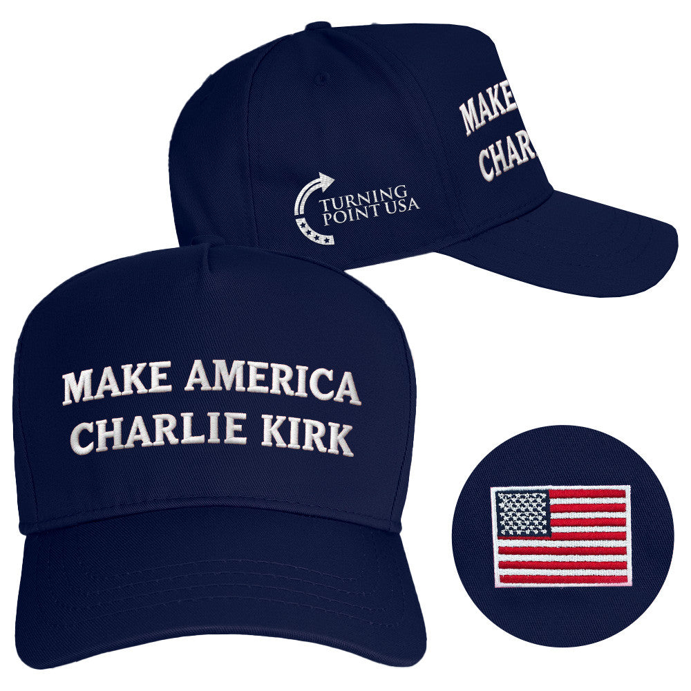 Make America Charlie Kirk Hat Navy Embroidered Turning Point USA Hat Charlie Kirk Merch - Lilybirchmarket