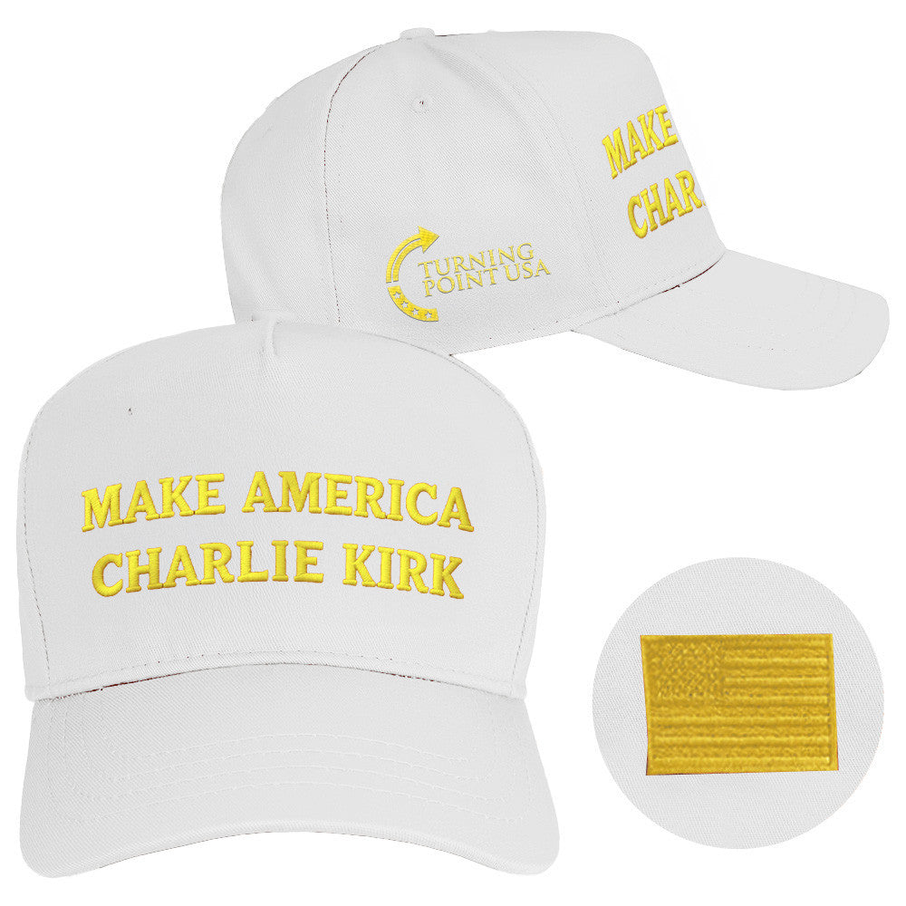 Make America Charlie Kirk Hat White Embroidered Turning Point USA Hat Gifts For MAGA Supporters - Lilybirchmarket