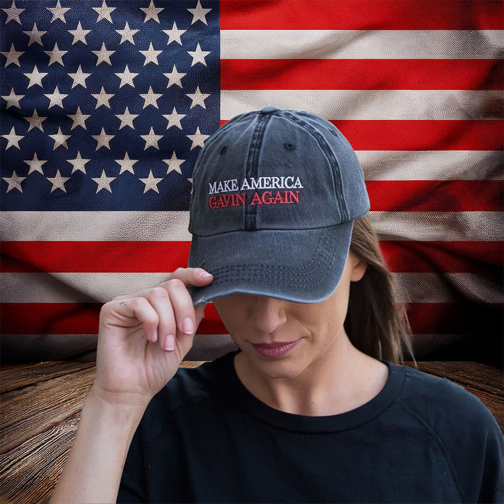 Make America Gavin Again Hat Gavin Newsom Patriot Merch Embroidered Hat Gifts For Her - Lilybirchmarket