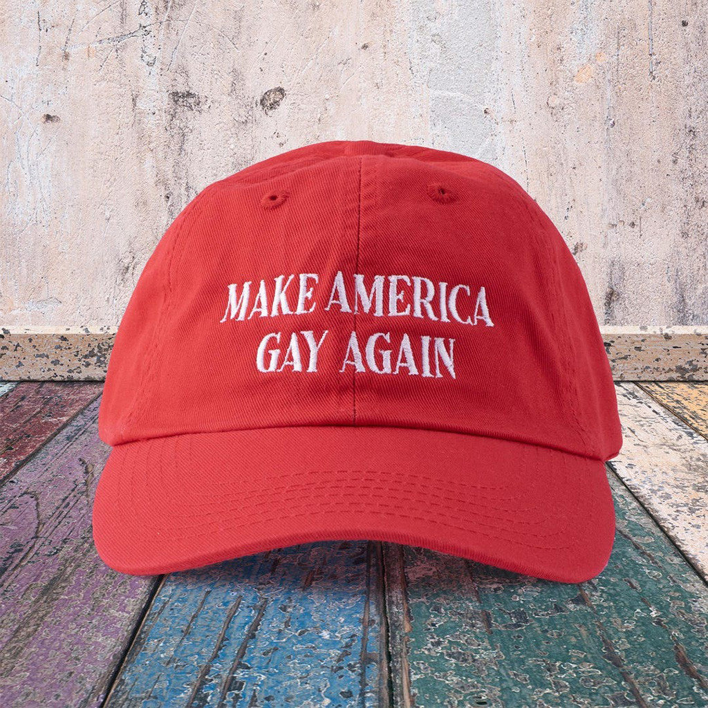 Make America Gay Again Hat Embroidered Red Hat Gifts For Dad - Lilybirchmarket