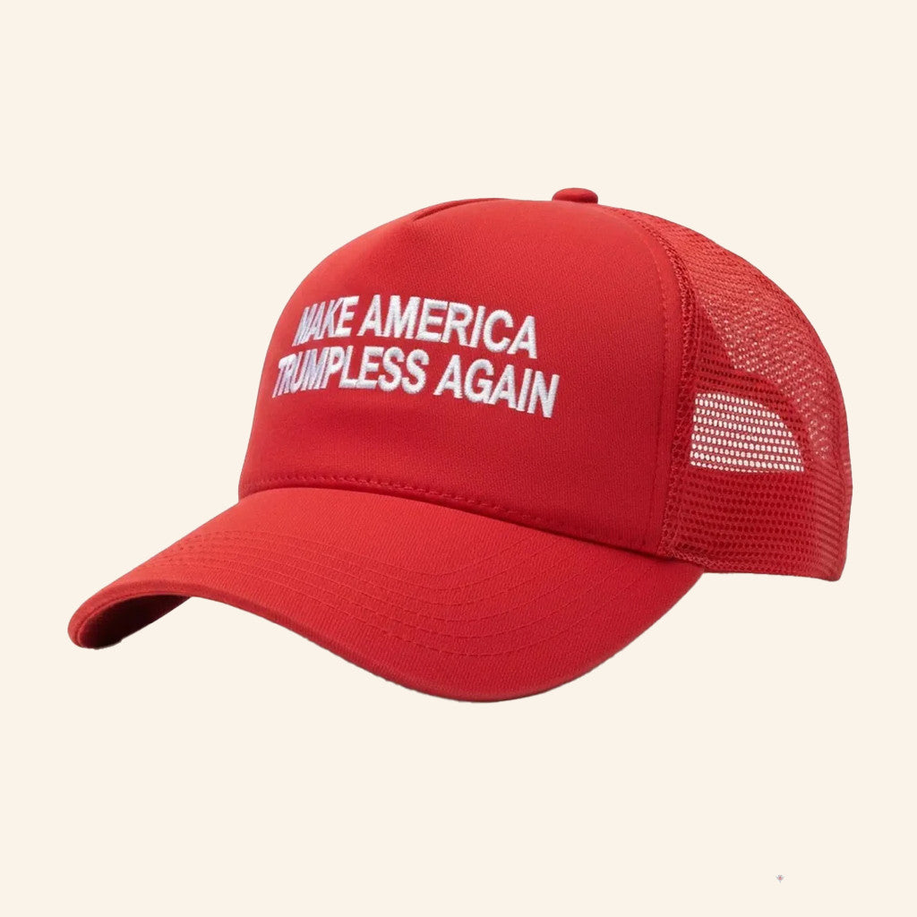 Make America Trumpless Again Embroidered Trucker Hat Anti Trump Merch Gifts - Lilybirchmarket