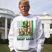 Make St Patrick's Day Great Again Sweatshirt Trump Drinking 45-47 Merchandise - Lilybirchmarket