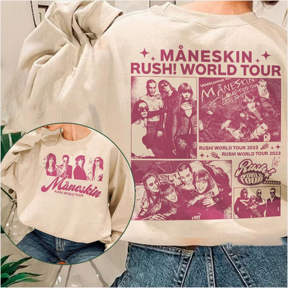 Maneskin Music Sweatshirt, Rush World Tour Ticket Vintage 90S Y2K Graphic Tee, Maneskin Rock Band Concert Gifts For Best Friend - Lilybirchmarket