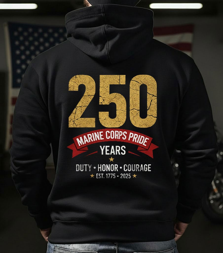 Marine Corps Pride 250 Years Hoodie Duty Honor Courage USMC Merch Gifts For Veteran - Lilybirchmarket