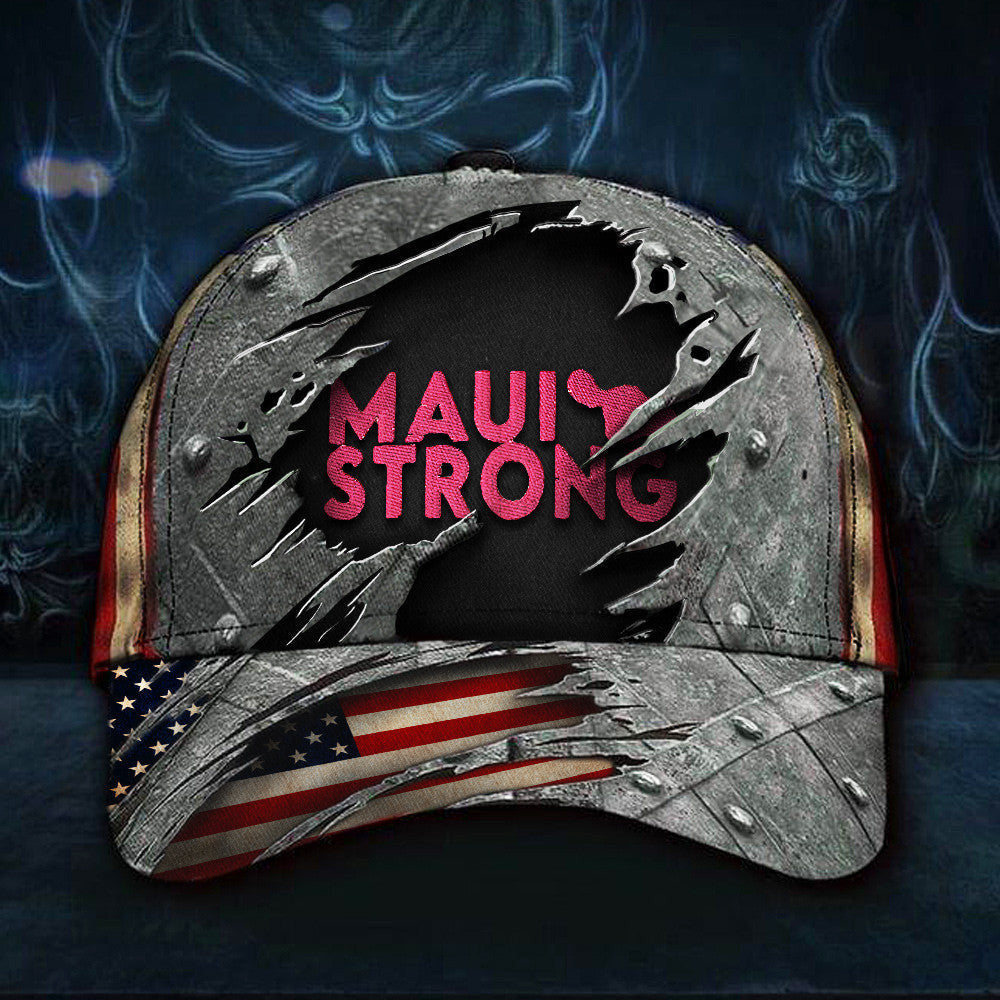 Maui Strong Hat Old Retro Pray For Maui Hawaii Wildfire Hat American Flag Gifts - Lilybirchmarket