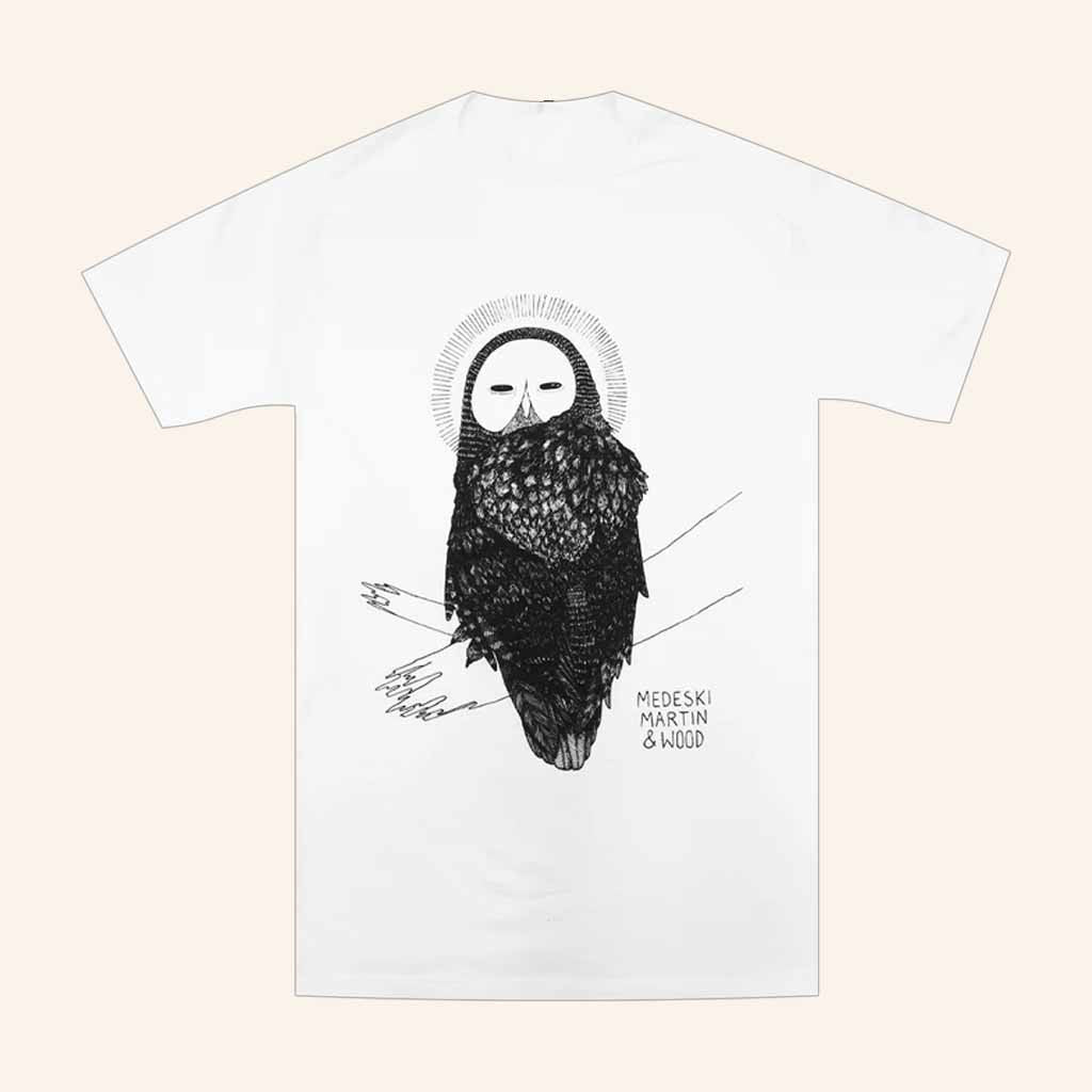 Medeski Martin And Wood Merch Owl White T-Shirt Birthday Gifts For Boyfriend - Lily Birch Market