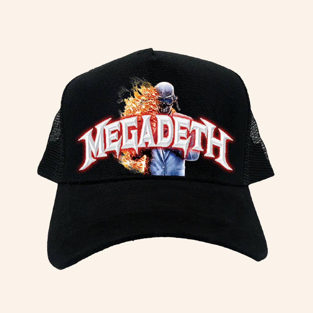 Megadeth Merch Megadeth Flame Vic Trucker Hat Best Gifts For Music Lovers - Lilybirchmarket