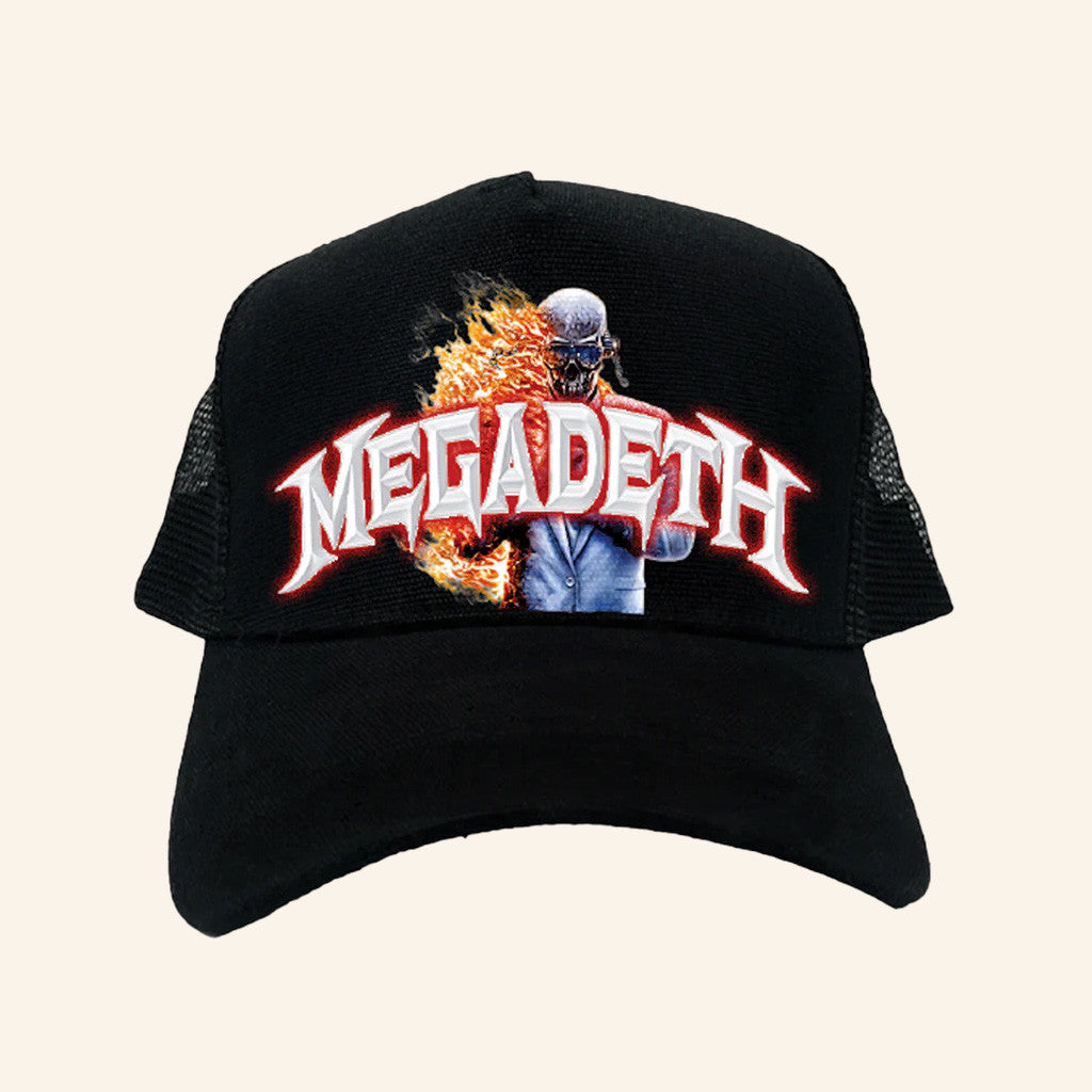Megadeth Merch Megadeth Flame Vic Trucker Hat Gift Ideas For Music Lovers - Lilybirchmarket