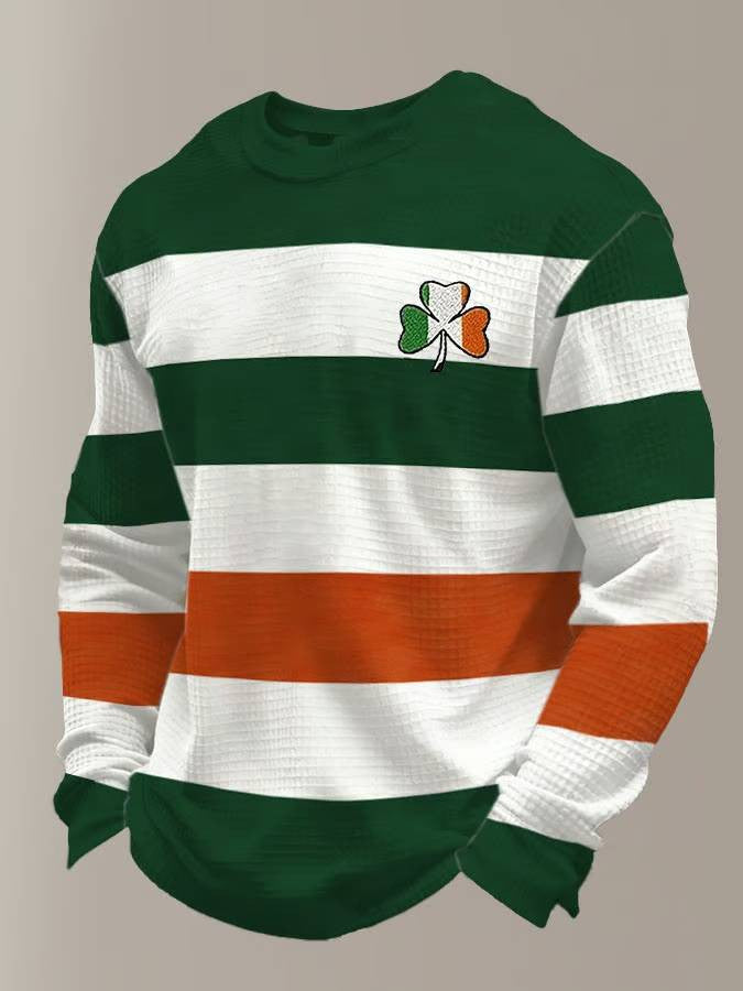  Men's Retro St Patrick's Day Printed Casual Long Sleeve T Shirt Green Holiday Gift Ideas - TradiViet