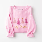 Merry Christmas Embroidered Pink Sweatshirt Women's Christmas Clothing Gifts For Her - Lilybirchmarket