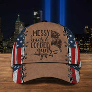 Messy Buns And Loaded Guns Hat American Flag Hat Gifts For Gun Lovers Gifts For Her - Lilybirchmarket