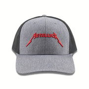 Metallica Merch Red Logo Embroidered Trucker Hat Cool Gifts For Music Lovers - Lilybirchmarket