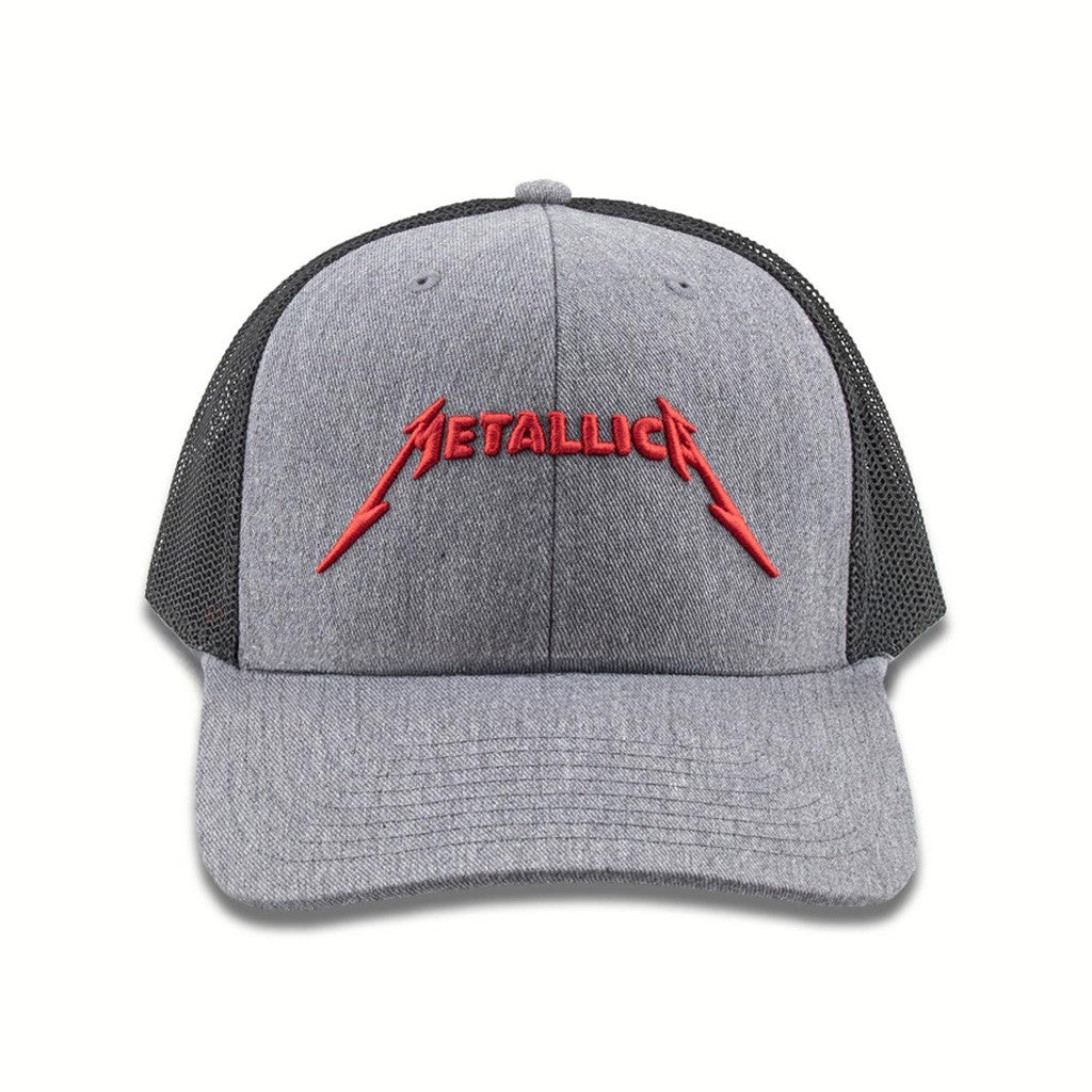 Metallica Merch Red Logo Embroidered Trucker Hat Cool Gifts For Music Lovers - Lilybirchmarket