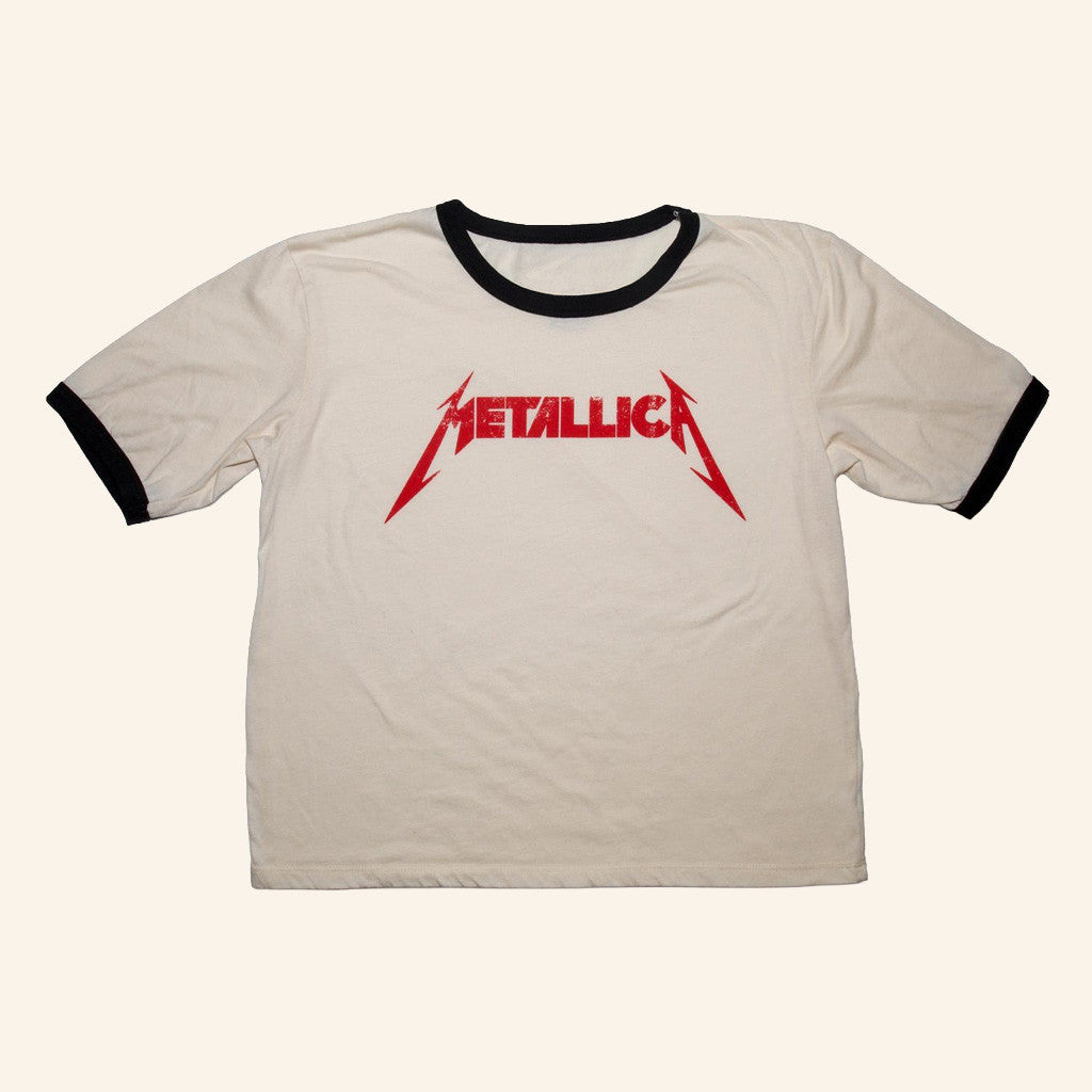 Metallica Merch Red Logo Ringer T-Shirt Unique Gifts For Music Lovers - Lily Birch Market