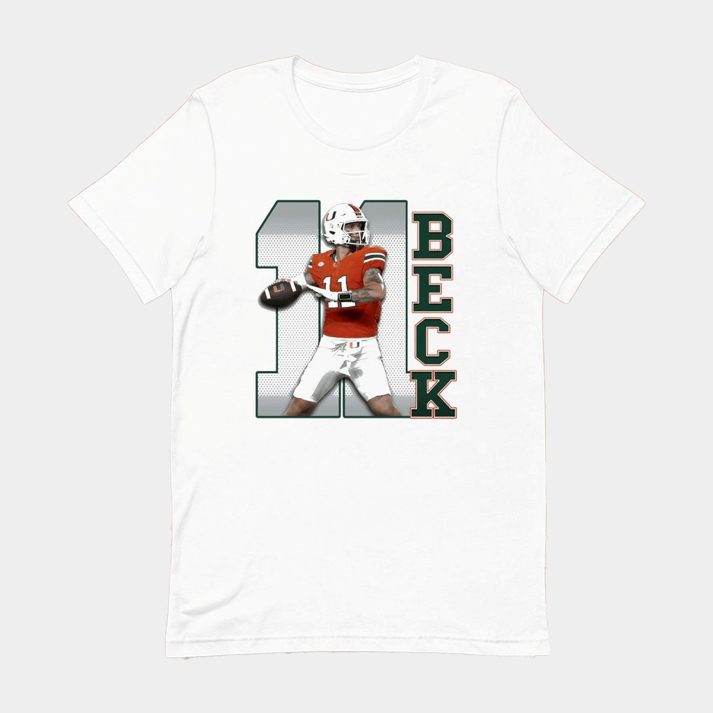 Miami Football Carson Beck 11 Player Throwing Position T-Shirt Best Gifts For Football Lovers - Lily Birch Market